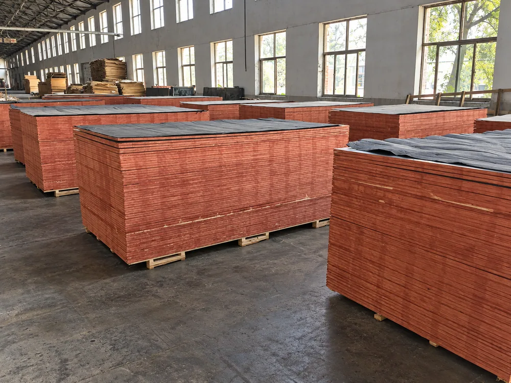 Our plywood panels stacked in the production workshop